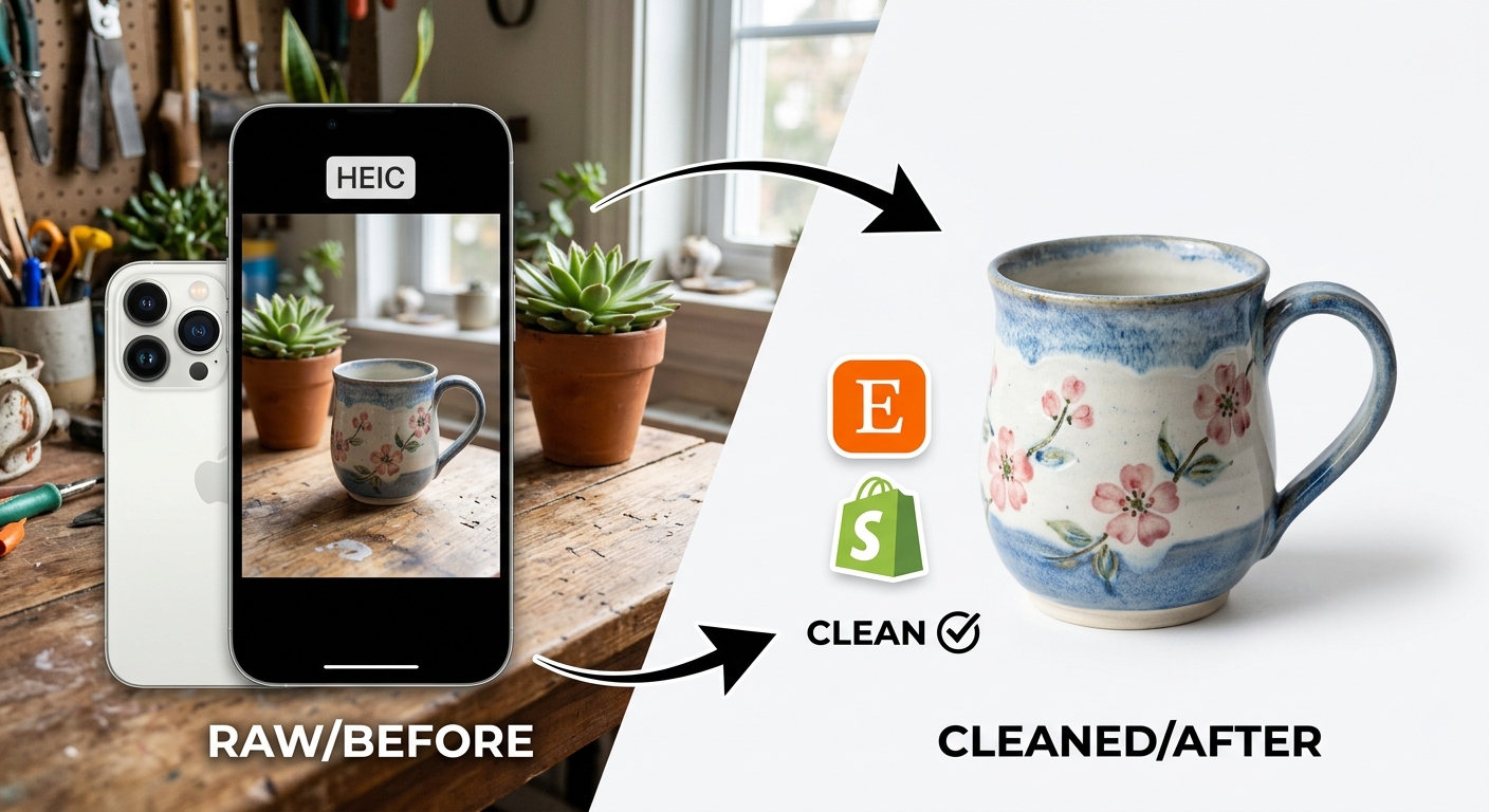 Turning iPhone HEIC Photos Into Clean Product Images for Etsy and Shopify
